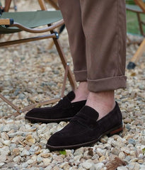 Dark Brown Suede Moccasin Loafers