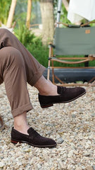 Dark Brown Suede Moccasin Loafers