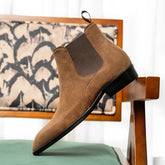 Men’s Tan Suede Chelsea Boots – Handmade, Elegant & Comfortable