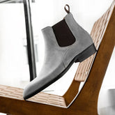 Men’s Grey Suede Chelsea Boots – Handmade, Elegant & Comfortable