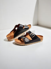 Black Leather Cork Sandals – Stylish and Comfortable Summer Footwear