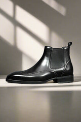 "Monarch" Black Brogue Chelsea Boot
