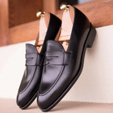 Black Leather Ormond Penny Loafers– Handcrafted Luxury Footwear