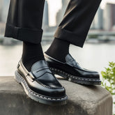 Black Leather Davenport Penny Loafers– Handcrafted Luxury Footwear