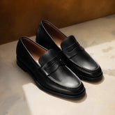 Black Leather Cavendish Slip-On Loafers– Handcrafted Luxury Footwear