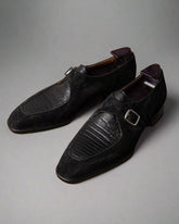 Black Suede & Leather Matteo Single Monk Strap Dress Shoes