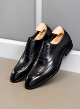 Alvero Black Leather Formal lace-up Shoes