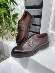 ModeshRigal Men's Brown Leather Derby Shoes