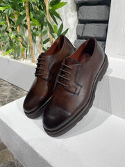 ModeshRigal Men's Brown Leather Derby Shoes
