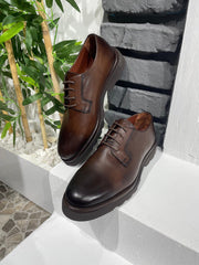 ModeshRigal Men's Brown Leather Derby Shoes