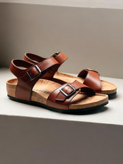 Men’s Tan Leather Cork Sandals – Comfortable & Stylish Summer Footwear