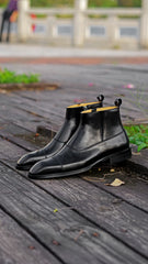 Camden Crest Black Zipper Boots for Men