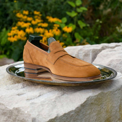 Lucien Noir: Sleek Tan Suede Leather Loafer