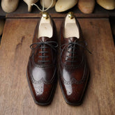 Brown Leather Windsor Wingtip Oxfords – Formal Dress Shoes – Italian