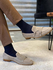 Beige Double Buckle Monk Shoes
