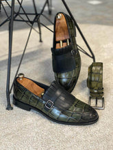 Patterned Khaki Penny Strap Loafers