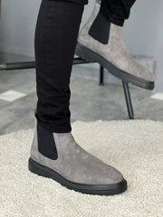 "Onyx" Gray Suede Chelsea Boot