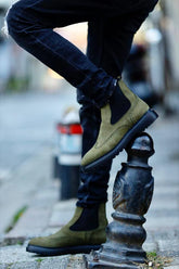 "Onyx" Olive green Suede Chelsea Boot