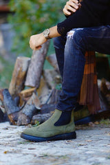 "Onyx" Olive green Suede Chelsea Boot