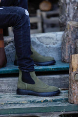 "Onyx" Olive green Suede Chelsea Boot