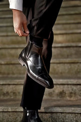 Camden Crest Black Zipper Boots for Men