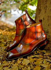 Camden Crest Tan Zipper Boots for Men