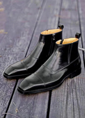 Camden Crest Black Zipper Boots for Men