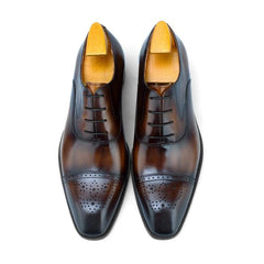 Brown Leather Regent Cap-Toe Oxfords – Formal Shoes