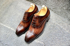 Brown Leather Regent Cap-Toe Oxfords – Formal Shoes