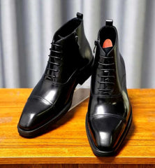 Black leatherBrighton Peak Lace-Zip Boots