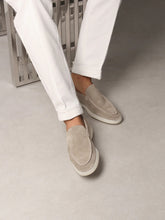 Summer Luxe: Premium Light Grey Suede Loafers