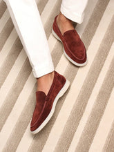 Summer Luxe: Premium Maroon Suede Loafers