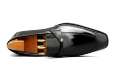 Luxury Black Leather Loafer with Wooden Shoe Tree for Men