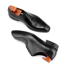 Handmade Black Leather Whole Cut Wingtips Oxford Formal Shoes