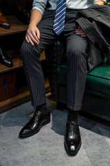 Black Leather Men's Derby Shoes