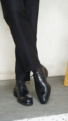 Black Wingtip Brogue Derby Shoes for Men