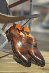 Burnished Brown Wingtip Oxford Shoes: Timeless Classic