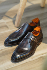 Dark Brown Single Monk Shoes