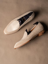 Goodyear Welted Beige Suede Leather Penny Loafers – Handcrafted Luxury Slip-On Shoes