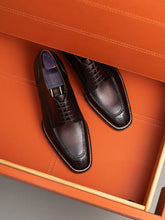 Norwegian Goodyear Welted, Fiddle Back Sole, Dark Brown Leather Windsor Derby Shoes – Handcrafted Luxury Dress Footwear