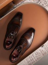 Dark Brown Leather Windsor Wingtip Brogue Oxford Shoes – Handcrafted Luxury Lace-Up Formal Footwear