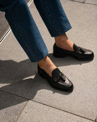Handcrafted Black Leather Tassel Loafers – Timeless Elegance & Superior Comfort