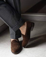 Brown Suede Penny Loafers – Handcrafted Elegance & Supreme Comfort