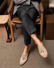 Premium Beige Suede Tassel Loafers – Handcrafted Luxury for Modern Gentlemen