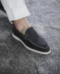 Summer Luxe: Premium Dark Grey Suede Loafers
