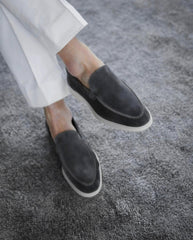 Summer Luxe: Premium Dark Grey Suede Loafers