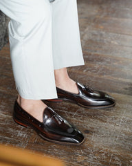 Ambassador" Brown Genuine Leather Tassel Loafers