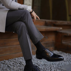 Handcrafted Black Leather Wingtip Oxfords – Formal Luxury