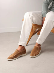 Summer Luxe: Premium Tan Suede Loafers