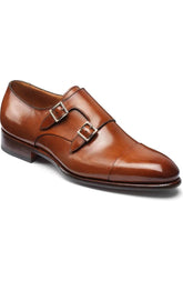 Tan Leather Declan Double Monk Strap Dress Shoes 323